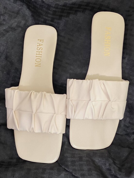 Fashion Brand Company Shoes - NIP Ruffled Strap Slide Sandals in Light Blush Size 37